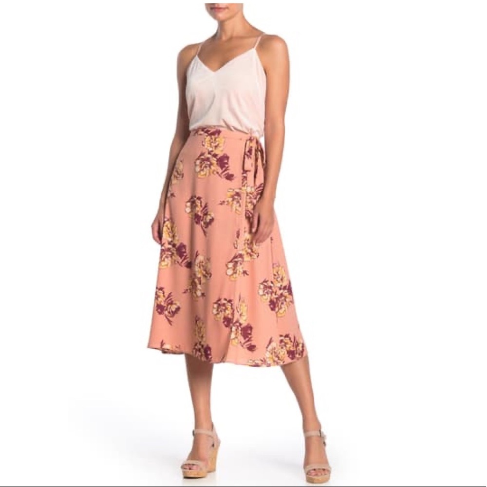Abound Print Faux Wrap Midi Skirt XXL NWOT